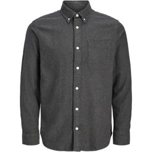 JACK & JONES Jprblubrook Twill Solid L/S Shirt Sn, svart, S JACK & JONES Jprblubrook Twill Solid L/S Shirt Sn, svart, S