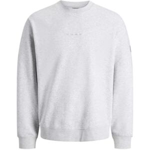 JACK & JONES Jcopoint Sweat Badge Crew Neck Bf, Vit melange, M JACK & JONES Jcopoint Sweat Badge Crew Neck Bf, Vit melange, M