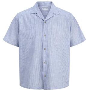 JACK & JONES Jjesummer Linen Blend Resort Shirt Ss Sn, Infinity, M JACK & JONES Jjesummer Linen Blend Resort Shirt Ss Sn, Infinity, M