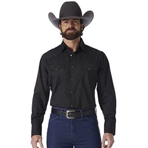 Wrangler Sport westernskjortor med två fickor och lång ärm med tryckknappar för herrar, Svart, XL Wrangler Sport westernskjortor med två fickor och lång ärm med tryckknappar för herrar, Svart, XL
