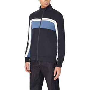 Giorgio Armani Oborstad ekologisk bomull trefärgad tröja med stoppad hals med dragkedja Tröja Navy/True Navy M Giorgio Armani Oborstad ekologisk bomull trefärgad tröja med stoppad hals med dragkedja Tröja Navy/True Navy M