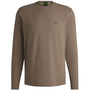 Boss Långärmad T-shirt i stretchbomull för herr med kontrastlogotyp, Ljusgrön335, XXL Boss Långärmad T-shirt i stretchbomull för herr med kontrastlogotyp, Ljusgrön335, XXL
