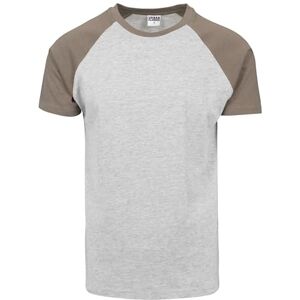 Urban Classics Baseball-t-shirt för män, kontrastkortärmad t-shirt, sportskjorta, rund hals, 100% jersey-bomull tillgänglig, storlekar: S-5XL, Grå/armégrön, L Urban Classics Baseball-t-shirt för män, kontrastkortärmad t-shirt, sportskjorta, rund hals, 100% jersey-bomull tillgänglig, storlekar: S-5XL, Grå/armégrön, L
