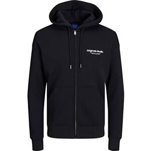 JACK & JONES Huvtröja för män med dragkedja, sweatshirt, svart, S JACK & JONES Huvtröja för män med dragkedja, sweatshirt, svart, S