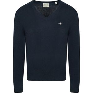 GANT Extrafine lammull V-hals, Mörk marinblå melerad, 3XL GANT Extrafine lammull V-hals, Mörk marinblå melerad, 3XL