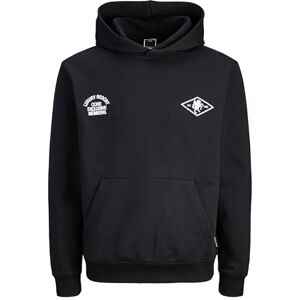 JACK & JONES Jcocrest Print Sweat Hood, svart, XS JACK & JONES Jcocrest Print Sweat Hood, svart, XS