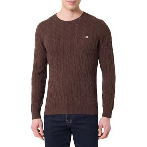 GANT bomullskabel C-hals, Brun melerad, M GANT bomullskabel C-hals, Brun melerad, M