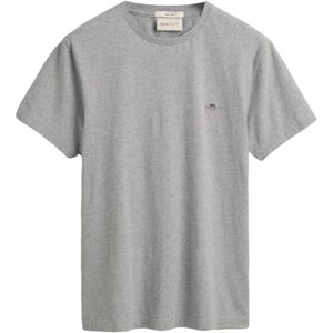 GANT Slim Shield SS T-shirt för män, grå melange, standard, Grå melange, XXS GANT Slim Shield SS T-shirt för män, grå melange, standard, Grå melange, XXS