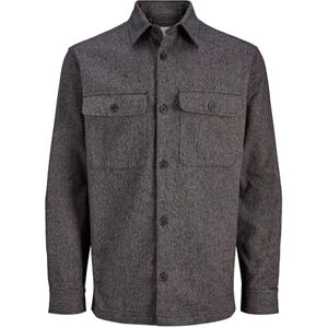 JACK & JONES Jprrayle Melange Solid L/S Overshirt Sn, svart, L JACK & JONES Jprrayle Melange Solid L/S Overshirt Sn, svart, L