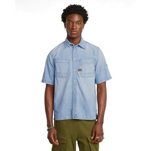 G-STAR RAW G-STAR Herr Slanted Double Pocket Regular Shirt, Blå (Sun Faded Blue Mist D24602-d539-g342), XL G-STAR RAW G-STAR Herr Slanted Double Pocket Regular Shirt, Blå (Sun Faded Blue Mist D24602-d539-g342), XL