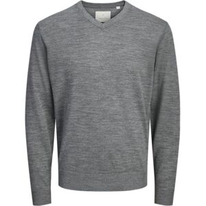 JACK & JONES Jprccmerino stickad V-hals, Medium grå melerad, S JACK & JONES Jprccmerino stickad V-hals, Medium grå melerad, S