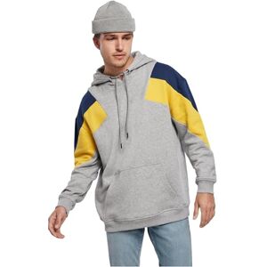Urban Classics Huvtröja för män retro färg bocking oversize 3-ton huvtröja, Grå/honung/mörkblå, L Urban Classics Huvtröja för män retro färg bocking oversize 3-ton huvtröja, Grå/honung/mörkblå, L