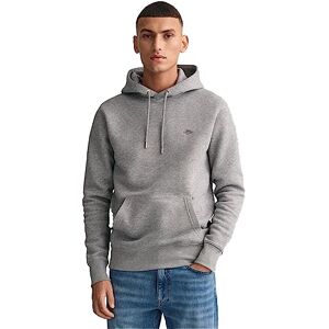 GANT Reg Shield Huvtröja för män, Grå melange, 5XL GANT Reg Shield Huvtröja för män, Grå melange, 5XL