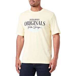 JACK & JONES Herr Jorpalma Branding Tee Ss Crew Neck T-shirt, Fransk vanilj, S JACK & JONES Herr Jorpalma Branding Tee Ss Crew Neck T-shirt, Fransk vanilj, S