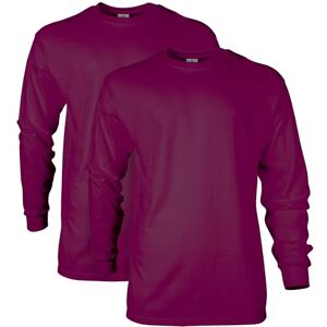 Gildan Herr Ultra Cotton Långärmad T-shirt (förpackning med 2), Rödbrun (2-pack), M Gildan Herr Ultra Cotton Långärmad T-shirt (förpackning med 2), Rödbrun (2-pack), M