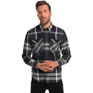 JP 1880 , män, stora storlekar, rutig flanellskjorta, långärmad, knappnedknäppt krage, modern passform, Marinblå, XXL JP 1880 , män, stora storlekar, rutig flanellskjorta, långärmad, knappnedknäppt krage, modern passform, Marinblå, XXL