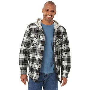 Wrangler Authentics långärmad quiltad flanellskjorta för män med huva, knapp-down skjorta, svart, XXL Wrangler Authentics långärmad quiltad flanellskjorta för män med huva, knapp-down skjorta, svart, XXL