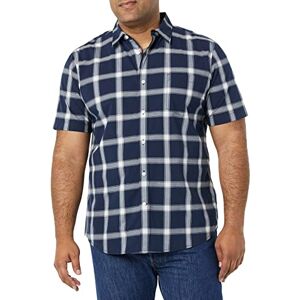 Amazon Essentials mäns Slim-Fit kortärmad poplin-skjorta, marinblå vit buffel pläd, medium Amazon Essentials mäns Slim-Fit kortärmad poplin-skjorta, marinblå vit buffel pläd, medium