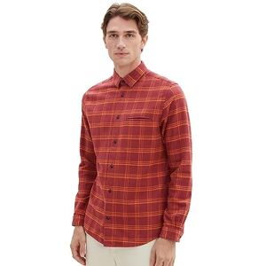 TOM TAILOR Herrskjorta, 32309 – Röd orange kontroll, S TOM TAILOR Herrskjorta, 32309 – Röd orange kontroll, S