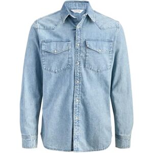 JACK & JONES Jjewestern Jjshirt at 187 Noos, Blå denim, XXL JACK & JONES Jjewestern Jjshirt at 187 Noos, Blå denim, XXL