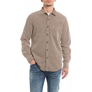 Replay Herrskjorta med normal passform, 326 Dark Sand, 3XL Replay Herrskjorta med normal passform, 326 Dark Sand, 3XL