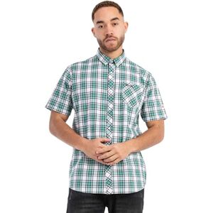 Lonsdale Herr Brixworth Slim Fit kortärmad skjorta, Vit/grön/svart, M Lonsdale Herr Brixworth Slim Fit kortärmad skjorta, Vit/grön/svart, M