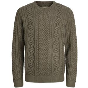 JACK & JONES Jprblusean Knit Cable Crew Neck Sn, Svart Oliv, M JACK & JONES Jprblusean Knit Cable Crew Neck Sn, Svart Oliv, M