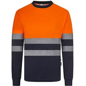 VELILLA 305635; Tvåfärgad återvunnen polyester långärmad segmenterad tejp; marinblå och fluorescerande orange, storlek XL, Marinblå och fluorescerande orange, XL VELILLA 305635; Tvåfärgad återvunnen polyester långärmad segmenterad tejp; marinblå och fluorescerande orange, storlek XL, Marinblå och fluorescerande orange, XL