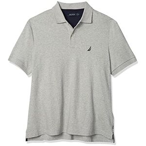 Nautica Kortärmad, enfärgad, mjuk pikétröja i bomull med klassisk passform, för män, grå ljunga, 2X tall Nautica Kortärmad, enfärgad, mjuk pikétröja i bomull med klassisk passform, för män, grå ljunga, 2X tall