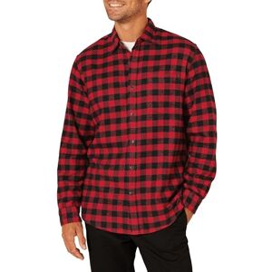 Amazon Essentials Men's Långärmad flanellskjorta (finns i Big & Tall), Svart Röd Buffalorutigt, L Amazon Essentials Men's Långärmad flanellskjorta (finns i Big & Tall), Svart Röd Buffalorutigt, L
