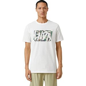 Koton Herr basic T-shirt kamouflage tryckt rund hals, Vit (000), S Koton Herr basic T-shirt kamouflage tryckt rund hals, Vit (000), S