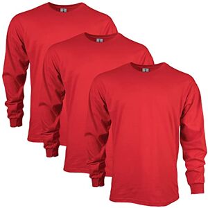Gildan Herr Ultra Cotton Långärmad T-shirt (förpackning med 2), Röd (3-pack), 3XL Gildan Herr Ultra Cotton Långärmad T-shirt (förpackning med 2), Röd (3-pack), 3XL