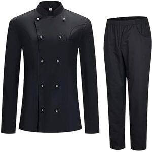 MISEMIYA Kockjacka och byxor för män kock herrjacka gästfrihetsuniform 8501-8312, svart, M MISEMIYA Kockjacka och byxor för män kock herrjacka gästfrihetsuniform 8501-8312, svart, M