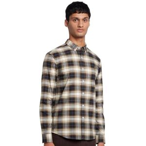 Farah Rutig herrskjorta, långärmad krage, grön khaki, XS Farah Rutig herrskjorta, långärmad krage, grön khaki, XS