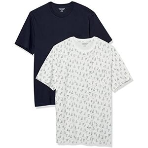 Amazon Essentials herr normal passform kortärmad rund hals ficka t-shirt, paket med 2, grå båttryck/marinblå, liten Amazon Essentials herr normal passform kortärmad rund hals ficka t-shirt, paket med 2, grå båttryck/marinblå, liten
