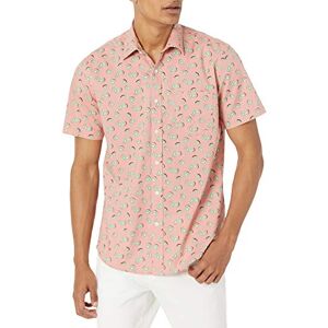 Amazon Essentials Men's Kortärmad tryckt skjorta normal passform, Rosa Frukt, XS Amazon Essentials Men's Kortärmad tryckt skjorta normal passform, Rosa Frukt, XS