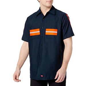 Red Kap Mäns arbete verktyg knapp ner skjorta, Marinblå med orange synlighetskant, 3XL Red Kap Mäns arbete verktyg knapp ner skjorta, Marinblå med orange synlighetskant, 3XL