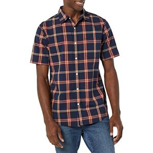 Amazon Essentials kortärmad stretch-poplin-skjorta för män (finns i stora och långa), marinblå röd pläd, X-Small Amazon Essentials kortärmad stretch-poplin-skjorta för män (finns i stora och långa), marinblå röd pläd, X-Small