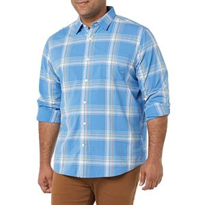 Amazon Essentials långärmad stretchpoplin-skjorta för män, ljusblå orange rutig, small Amazon Essentials långärmad stretchpoplin-skjorta för män, ljusblå orange rutig, small
