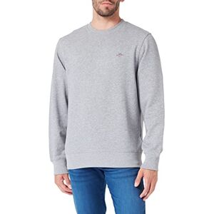 GANT Reg Shield C Neck Sweat Sweatshirt för män, Grå melange, 4XL GANT Reg Shield C Neck Sweat Sweatshirt för män, Grå melange, 4XL