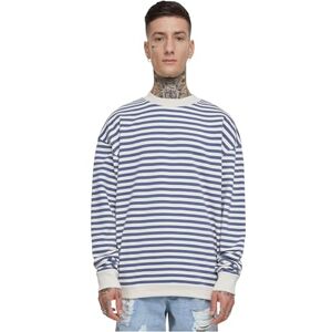 Urban Classics herr randig crewneck sweatshirt, Whitesand/vintage blå, L Urban Classics herr randig crewneck sweatshirt, Whitesand/vintage blå, L