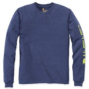 Carhartt Långärmad grafisk t-shirt för män, avslappnad passform, tung lång logotyp, Mörk koboltblå melerad, S Carhartt Långärmad grafisk t-shirt för män, avslappnad passform, tung lång logotyp, Mörk koboltblå melerad, S