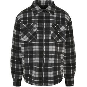 Urban Classics Skogshuggarjacka för män av polar fleece fodrad med sherpa innerfoder, rutig skogsjacka, flanellskjorta utseende, storlek S till 5XL, svart/vit, L Urban Classics Skogshuggarjacka för män av polar fleece fodrad med sherpa innerfoder, rutig skogsjacka, flanellskjorta utseende, storlek S till 5XL, svart/vit, L