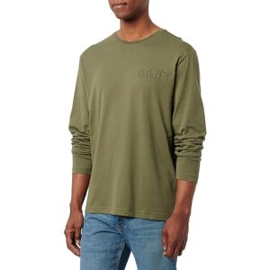 GANT Embossed LS T-shirt, Mörkgrön, XL GANT Embossed LS T-shirt, Mörkgrön, XL