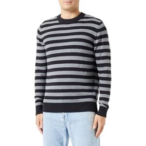 Bestseller A/S Herr Jprblajamie Stripe Knit Crew Neck stickad tröja, Svart/ränder: grå melerad, L Bestseller A/S Herr Jprblajamie Stripe Knit Crew Neck stickad tröja, Svart/ränder: grå melerad, L