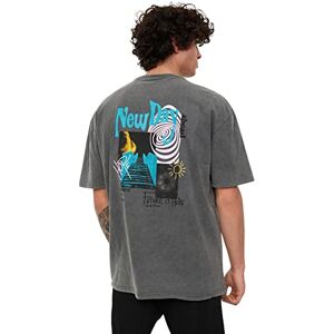 Trendyol Herr herr avslappnad standard rundhalsad vävd t-shirt, antracit, XL, Antracit, XL Trendyol Herr herr avslappnad standard rundhalsad vävd t-shirt, antracit, XL, Antracit, XL