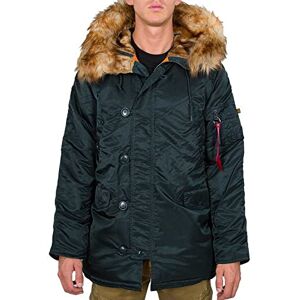 Alpha Industries vinterjacka för män med fuskpäls, mörk bensin, L Alpha Industries vinterjacka för män med fuskpäls, mörk bensin, L