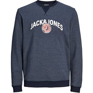 JACK & JONES Jcoounce Logo Sweat Crew Neck Sweatshirt, Marinblazer/detalj: melerad, S JACK & JONES Jcoounce Logo Sweat Crew Neck Sweatshirt, Marinblazer/detalj: melerad, S