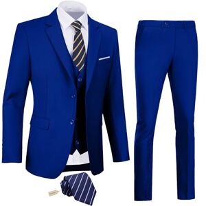 Amyox Men Suits Slim Fit 3 Piece Suit Set Royal Blue Business Suit Wedding Dress Tux Groomsmen Prom Blazer Jacket Vest Pants with Tie XS Amyox Men Suits Slim Fit 3 Piece Suit Set Royal Blue Business Suit Wedding Dress Tux Groomsmen Prom Blazer Jacket Vest Pants with Tie XS