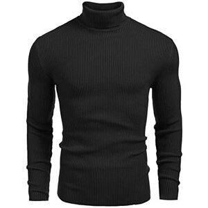 COOFANDY ribbad smal passform stickad pullover polotröja för män, Svart, M COOFANDY ribbad smal passform stickad pullover polotröja för män, Svart, M